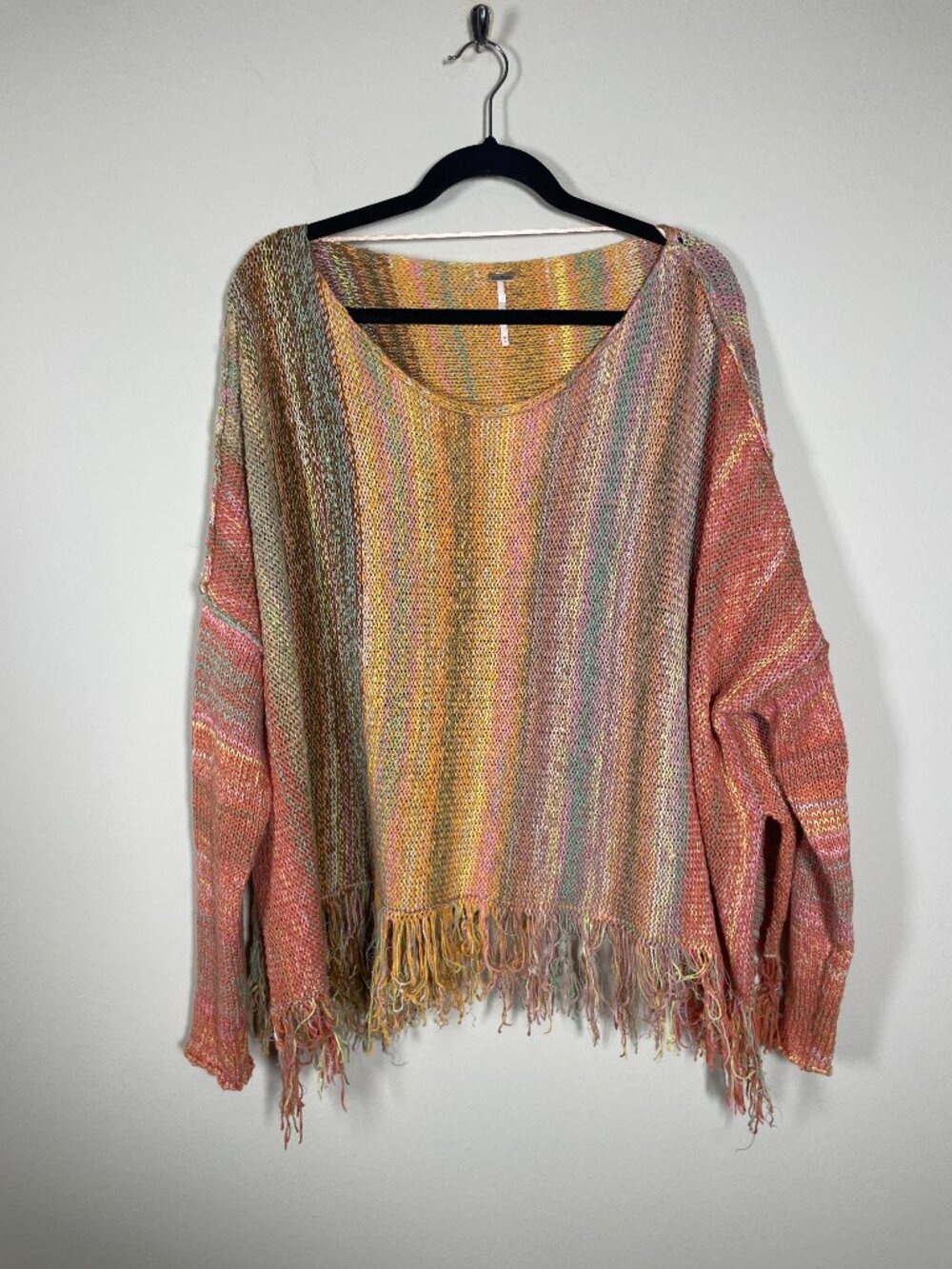 Free People Radiant Fringe Confetti Combo Knit Sweater Size M Oversized